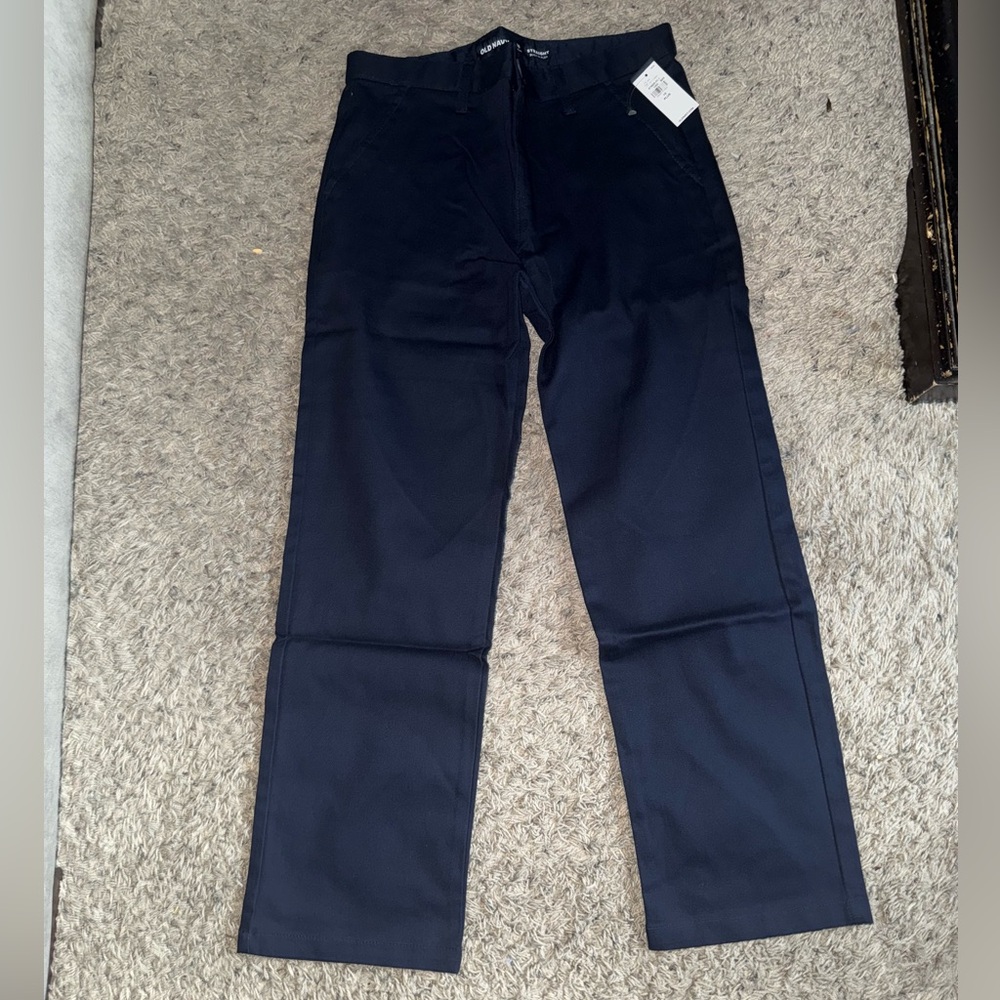 Old Navy Boys Uniform Navy Straight-Leg Chinos 10 Plus / Husky